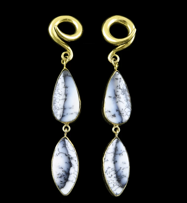 Double Dendritic Opal Stone Ear Weights Version 10 - Mrs Treak