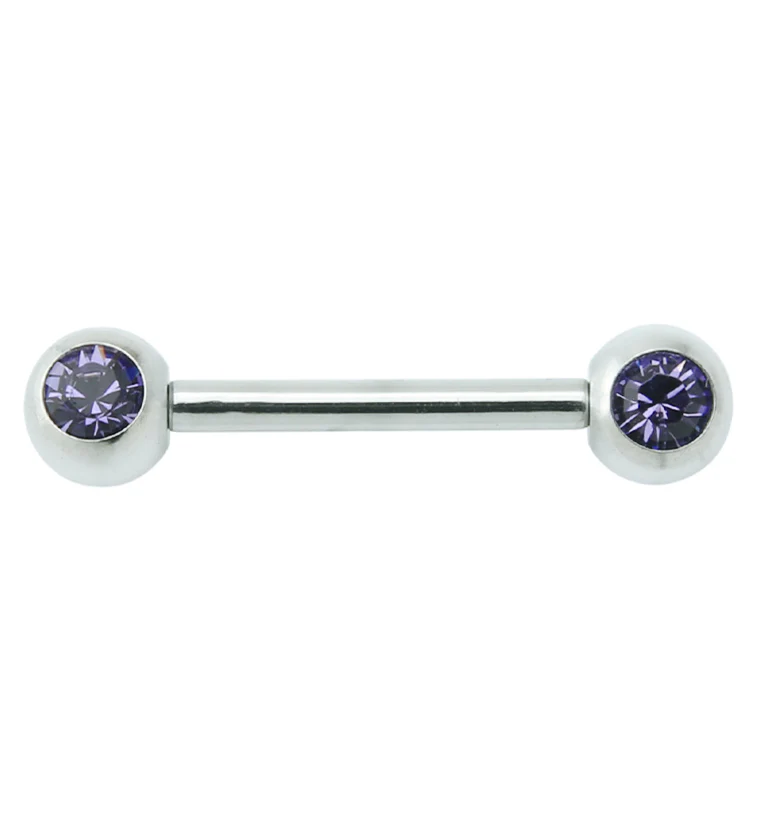 Internally Threaded Stainless Steel Tanzanite CZ Barbell - Mrs Treak