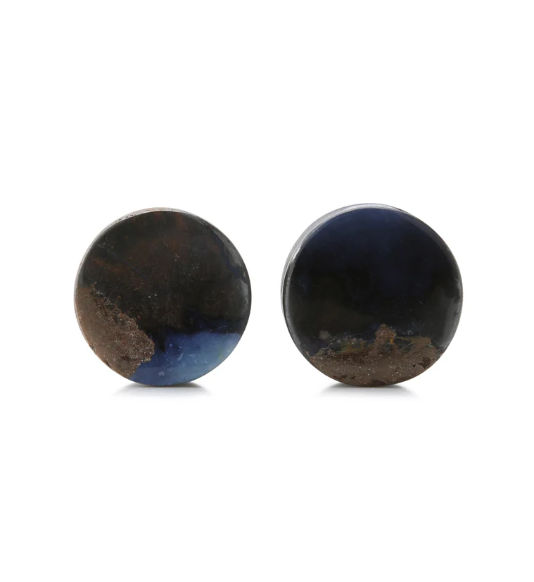 Boulder Opal Stone Plugs 9/16