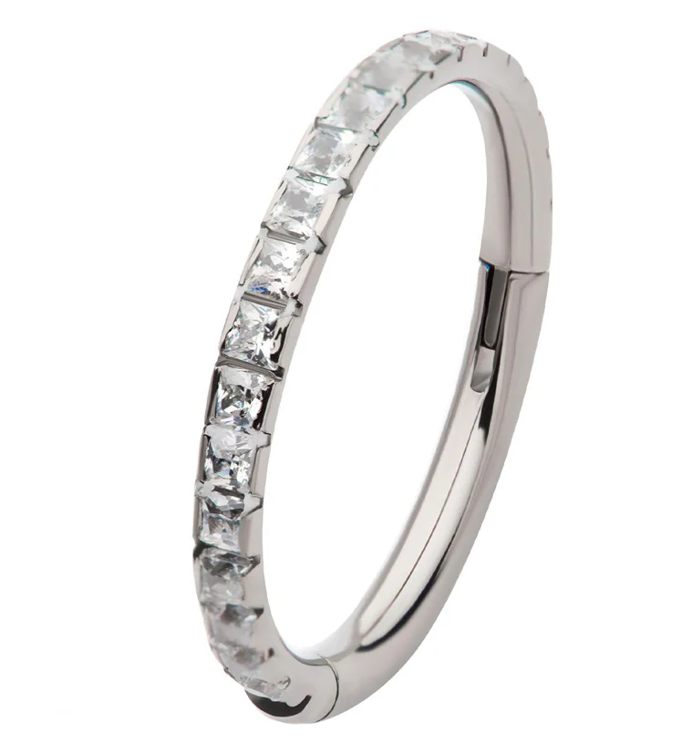 Band CZ Titanium Hinged Segment Ring - Mrs Treak