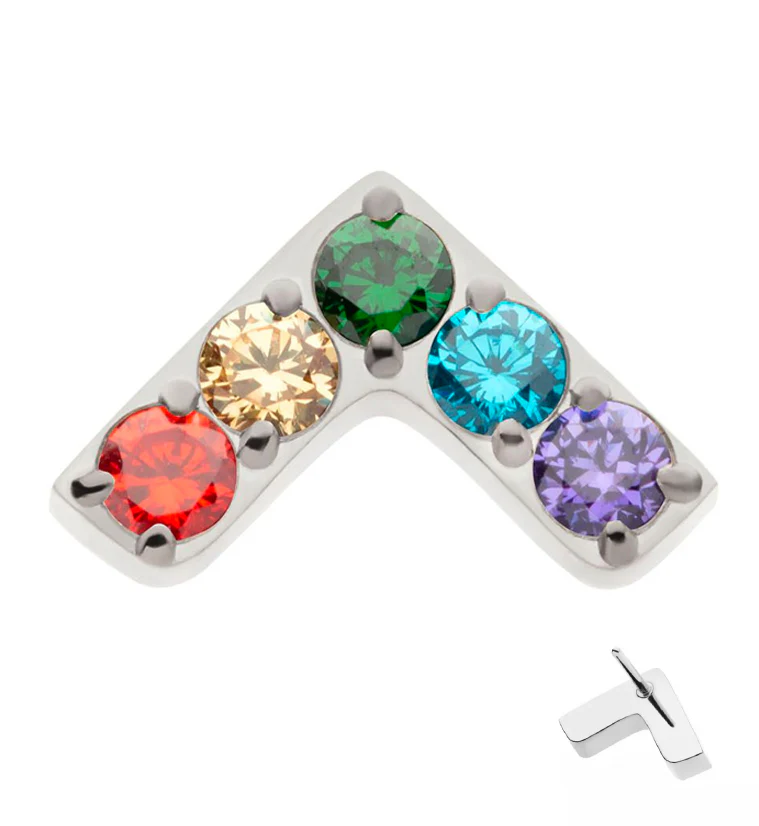 Dart Rainbow CZ Threadless Titanium Top - Mrs Treak