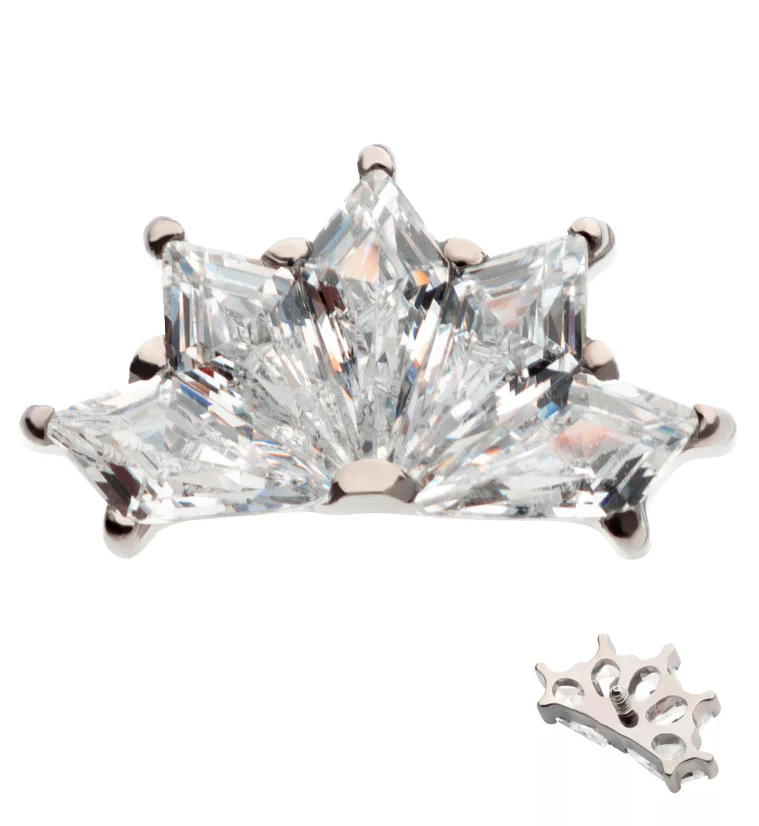 Petite Fan CZ Internally Threaded Titanium Top - Mrs Treak