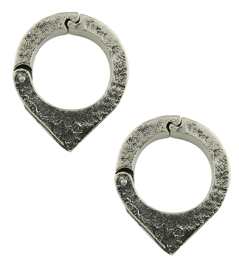 Cusp Triangle Abalone White Brass Hinged Hoop Ear Weights - Mrs Treak