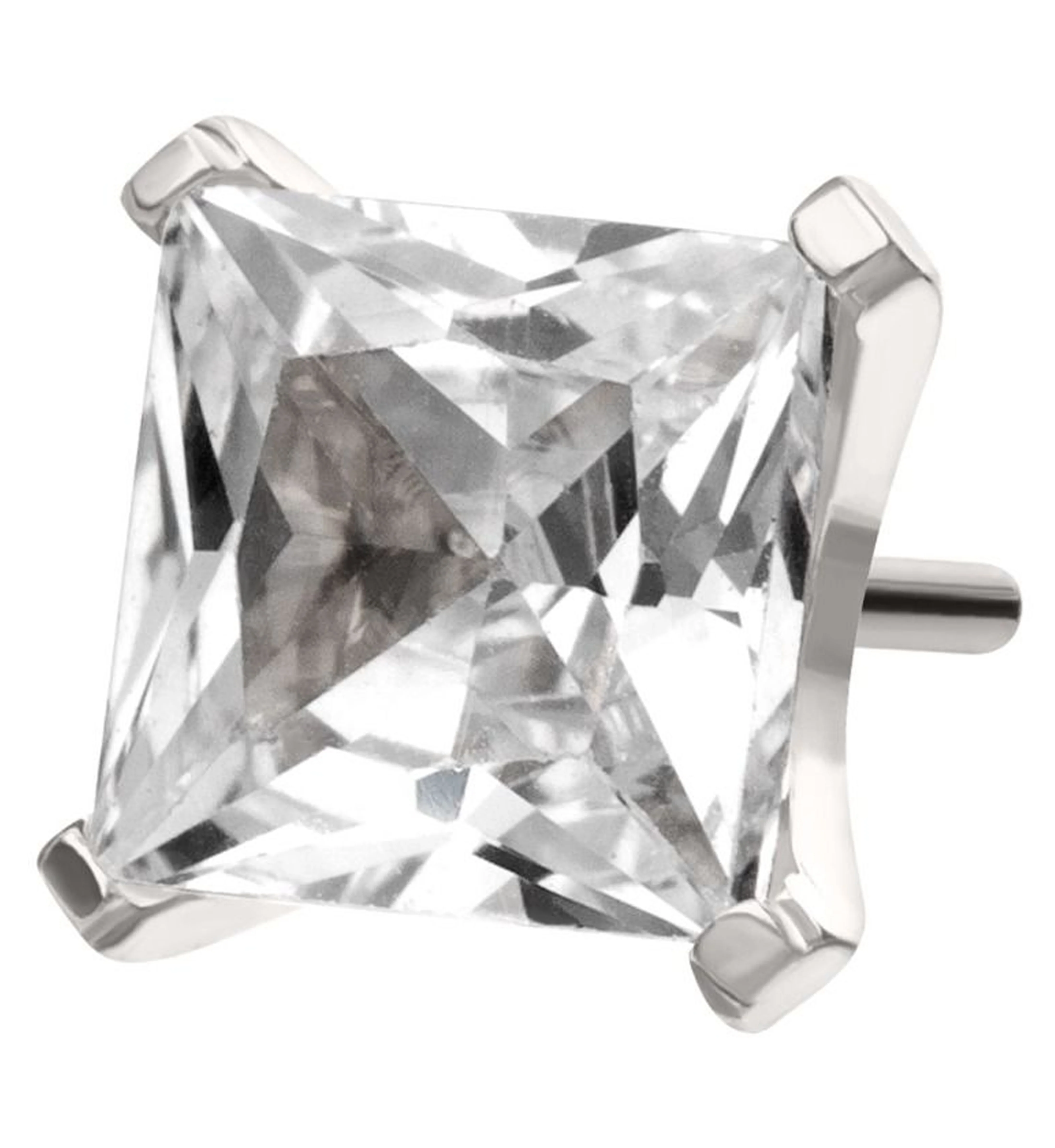 Princess Clear CZ Flat Base Threadless Titanium Top - Mrs Treak