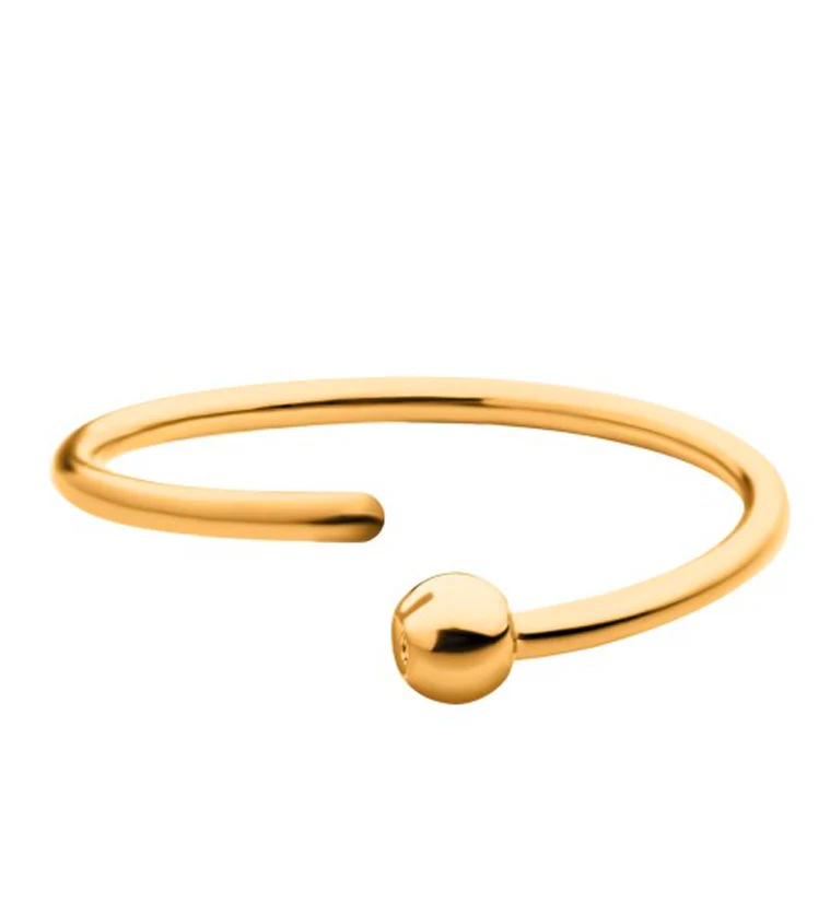 24kt PVD Gold Titanium Annealed Fixed Captive Bead Ring - Mrs Treak