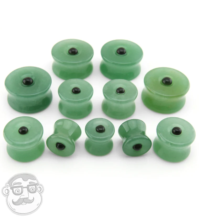 Aventurine Stone Plugs with Micro Obsidian Inlay - Mrs Treak