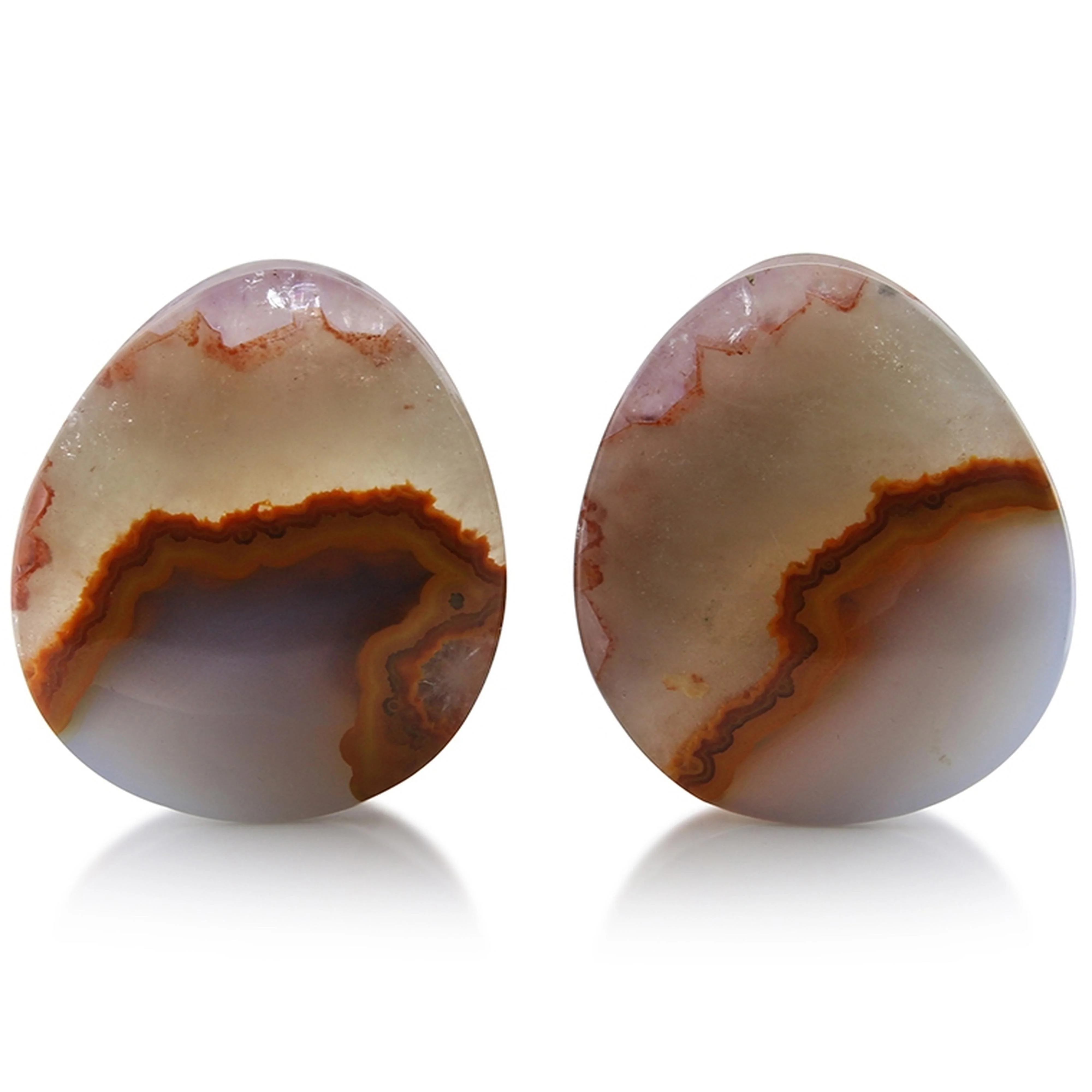 Geode Moroccan Seam Agate Stone Teardrop Plugs 1 & 1-2