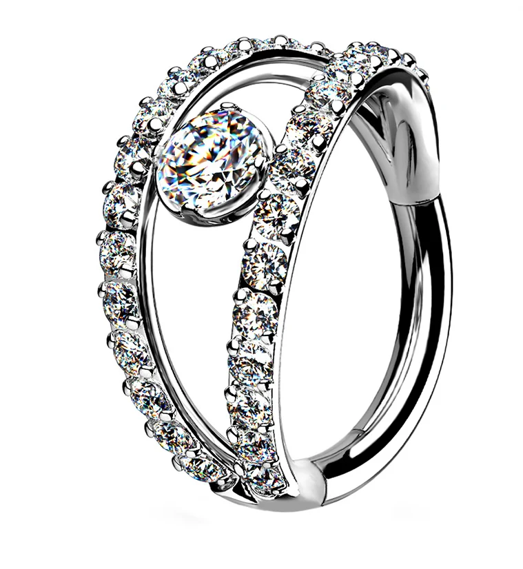 Arena Multi CZ Lined Hinged Segment Hoop Ring - Mrs Treak