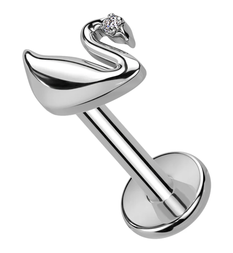 Swan Clear CZ Internally Threaded Titanium Labret - Mrs Treak