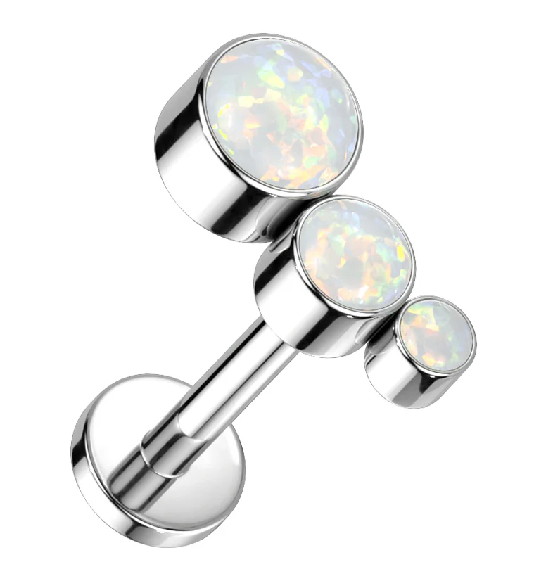 Crescendo White Opalite Titanium Internally Threaded Labret - Mrs Treak