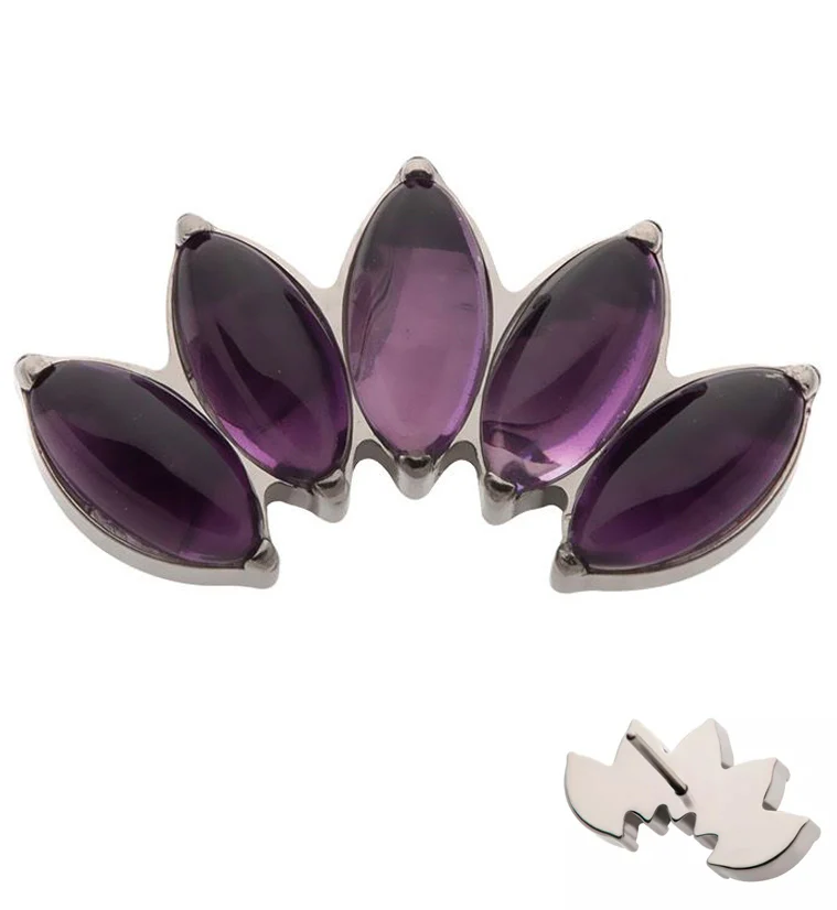 Half Crown Amethyst Stone Threadless Titanium Top - Mrs Treak