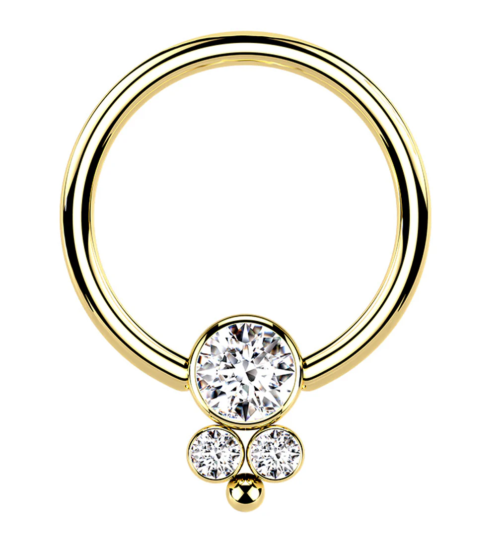 Gold PVD Bevy CZ Captive Ring - Mrs Treak