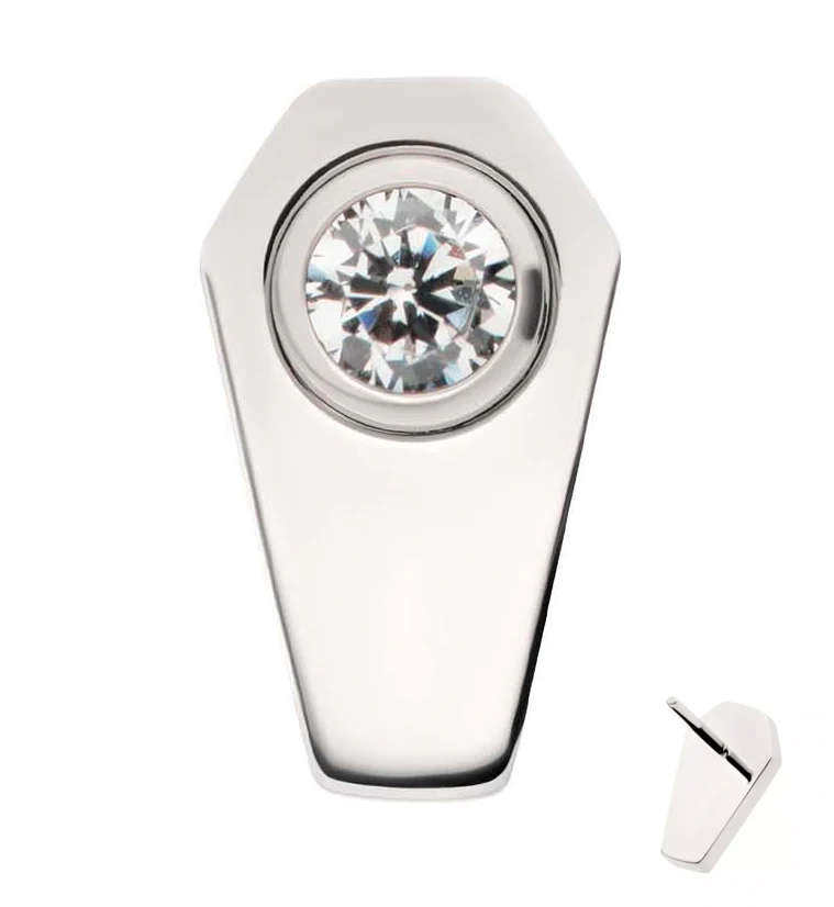 Coffin Round Clear CZ Titanium Threadless Top - Mrs Treak