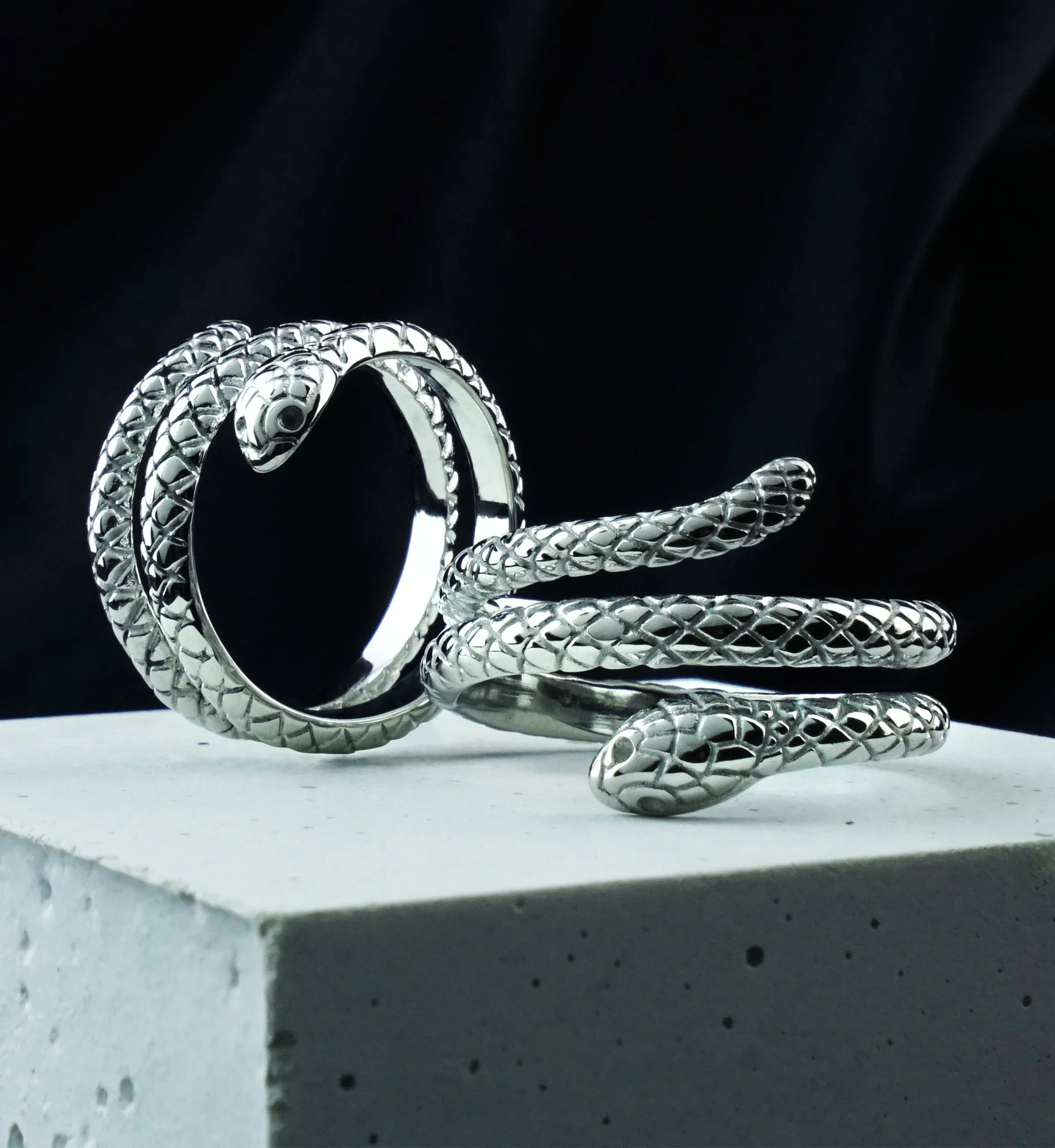 Cloaked Snake Stainless Steel Ring - Mrs Treak