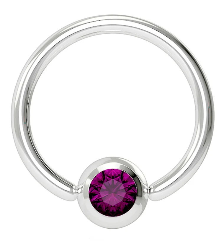 Purple Gem Stainless Steel Captive Ring - Mrs Treak