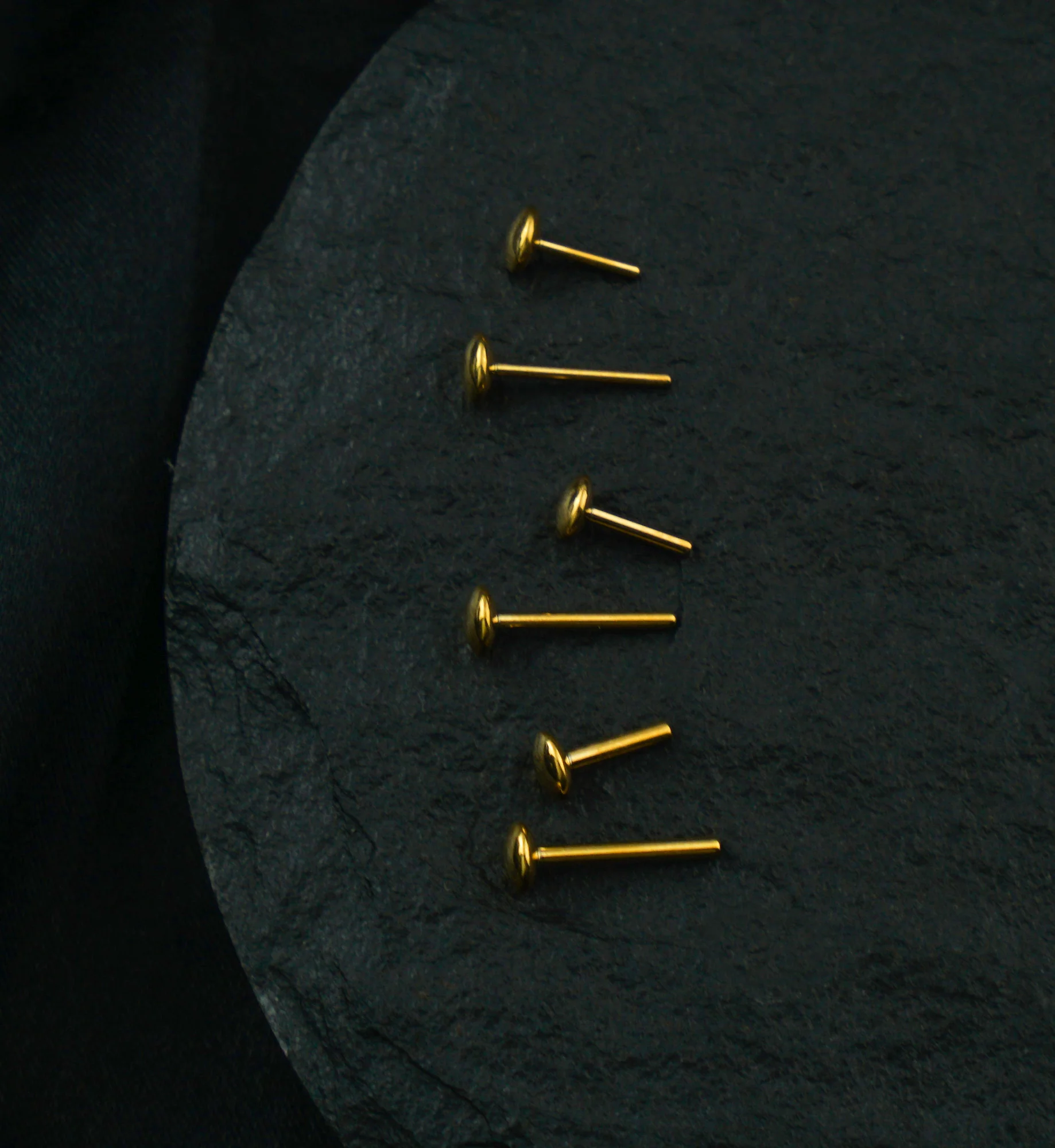 Gold PVD Convex Base Titanium Threadless Labret Post - Mrs Treak