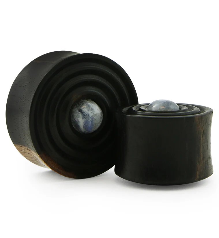 Ecliptic Areng Wood Plugs With Grade AA Moonstone Inlay - Mrs Treak