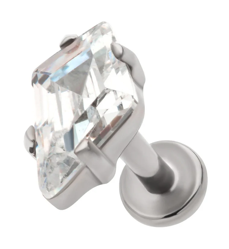 Kite Clear CZ Titanium Internally Threaded Labret - Mrs Treak