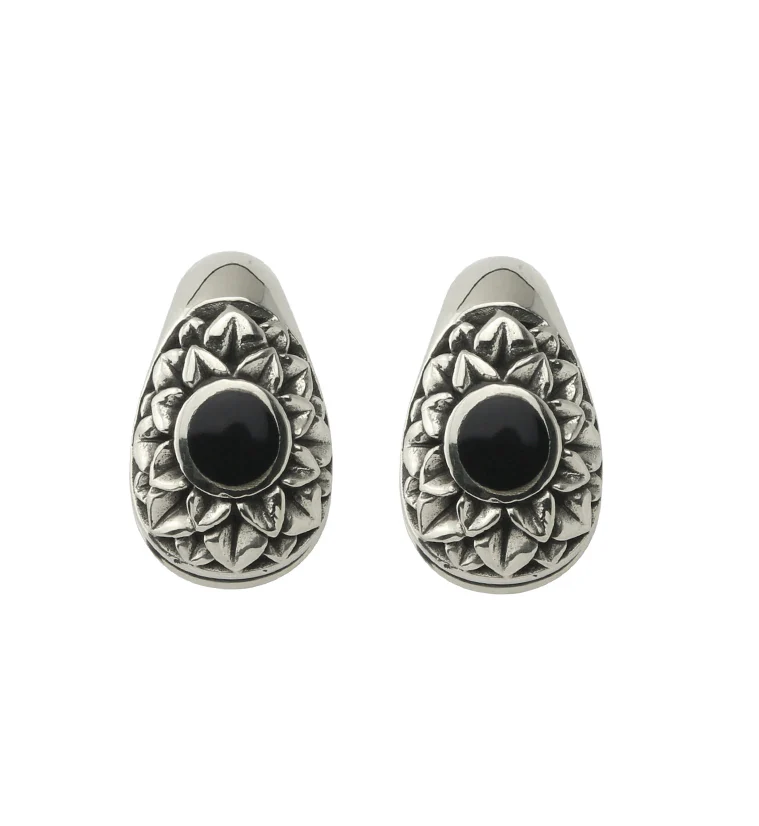 Crux Black Resin Keyhole White Brass Ear Weights - Mrs Treak