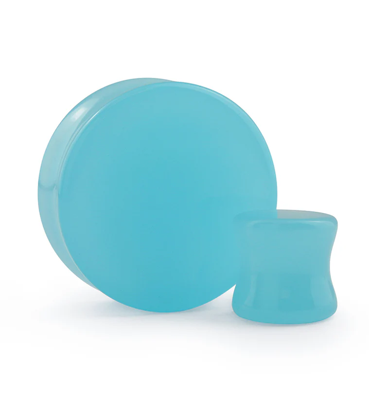 Sky Blue Glass Double Flare Plugs - Mrs Treak