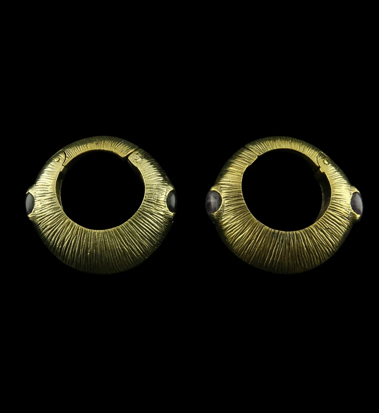 Frontier Amethyst Stone Hinged Ear Weights - Mrs Treak