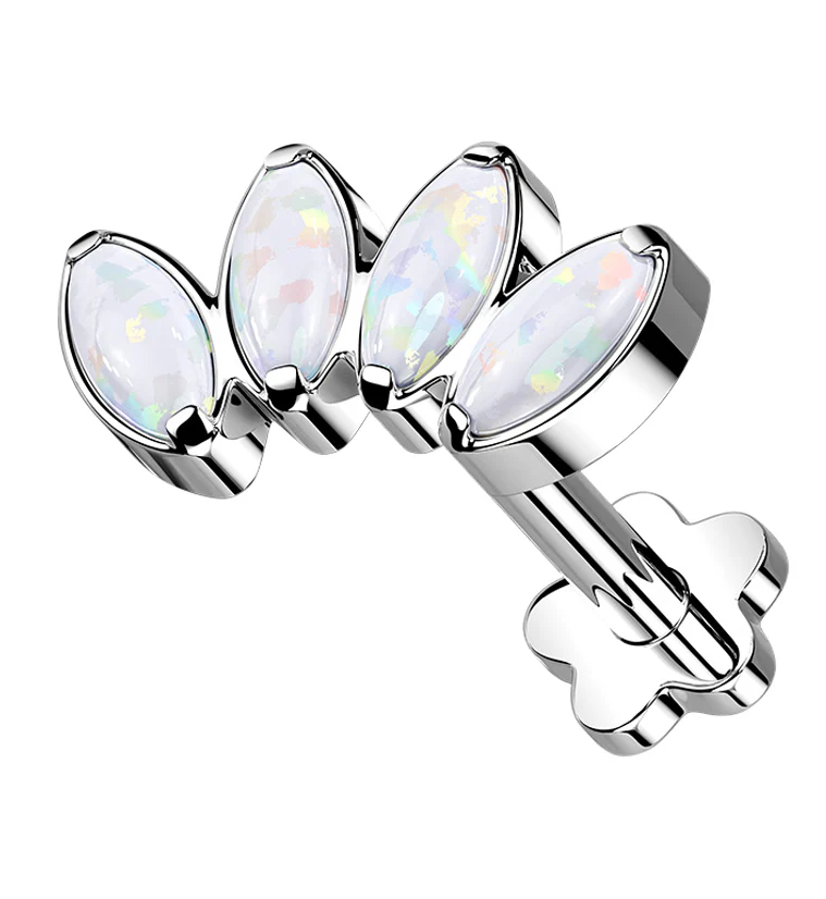 Half Crown White Opalite Titanium Threadless Labret - Mrs Treak