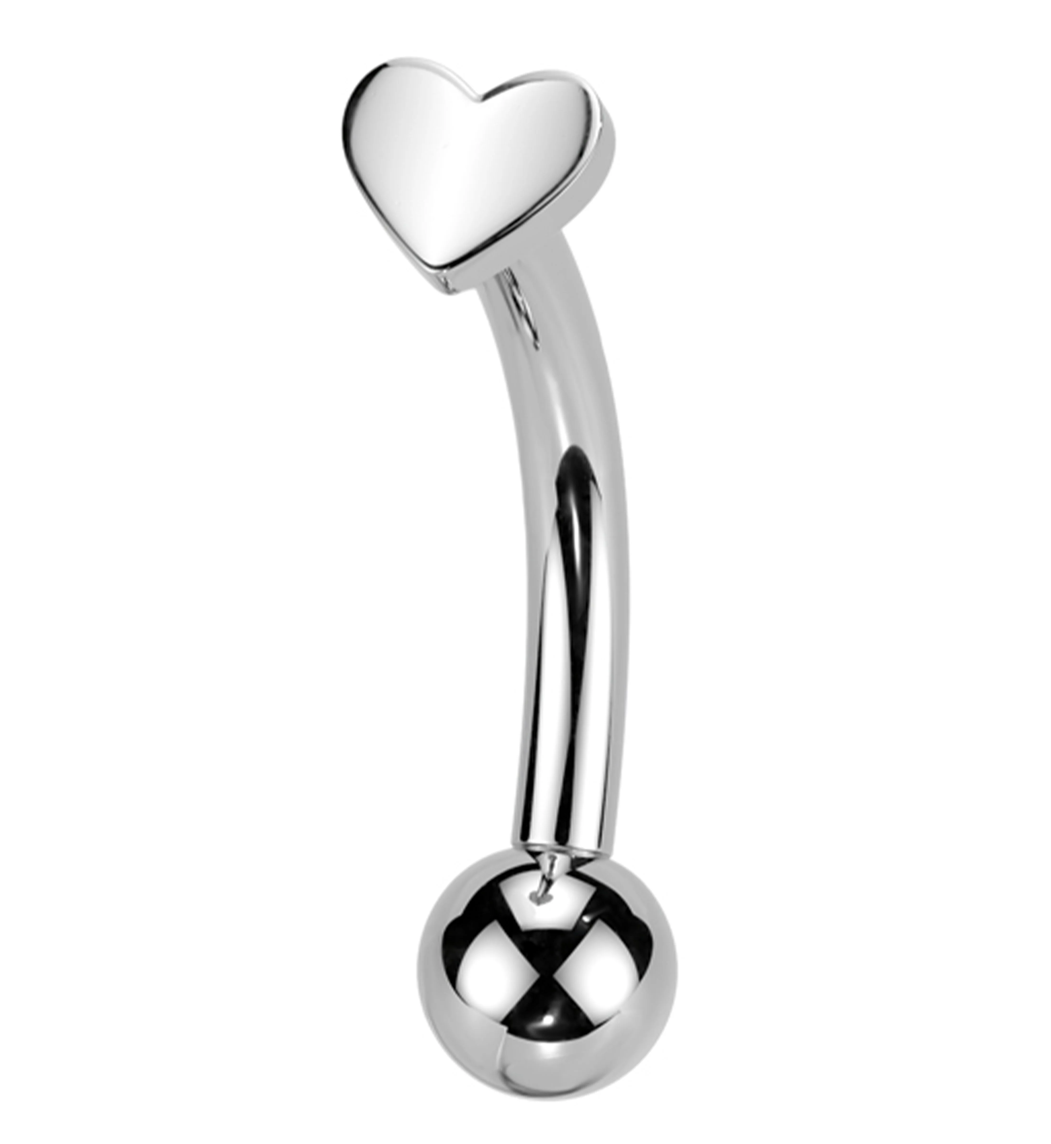 Heart Titanium Threadless Curved Eyebrow Barbell - Mrs Treak