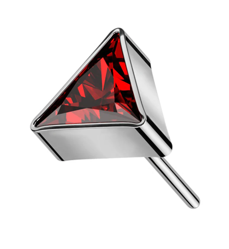 Triangle Red CZ Threadless Titanium Top - Mrs Treak