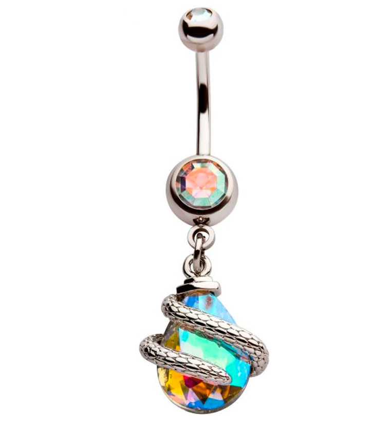 Serpent Teardrop Aura CZ Belly Button Ring - Mrs Treak