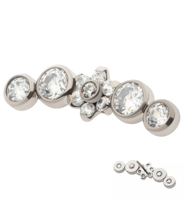 Centered Flower Arch Clear CZ Titanium Threadless Top - Mrs Treak