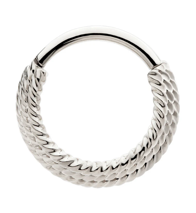 Triple Stacked Twist Stainless Steel Hinged Segment Ring - Mrs Treak