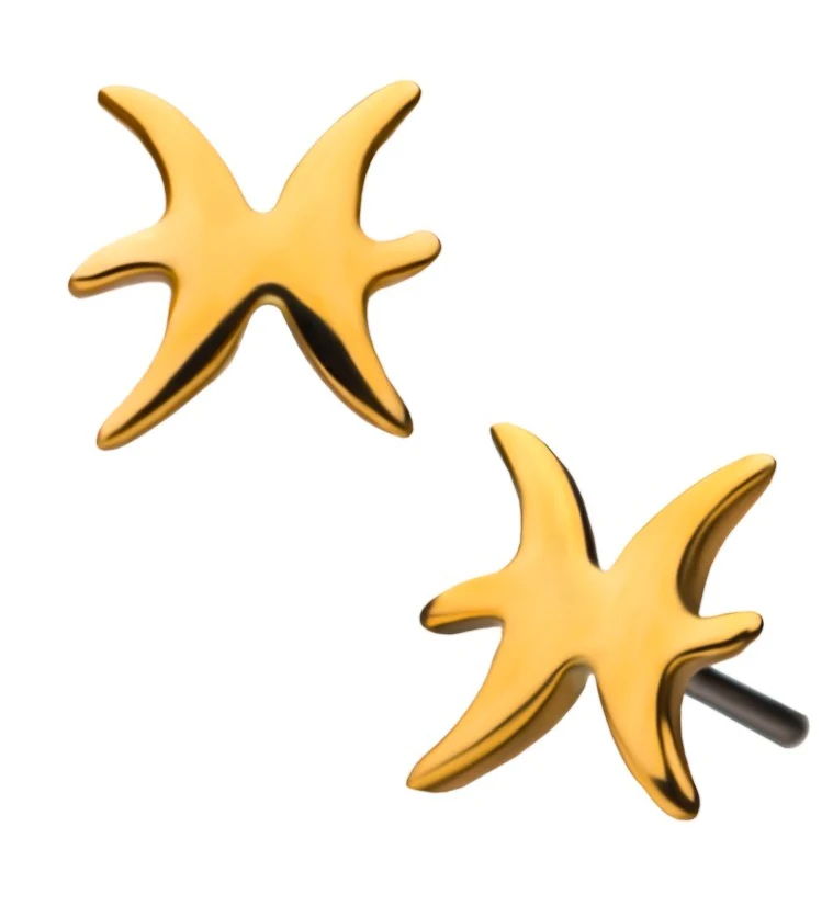 14kt Gold Pisces Zodiac Sign Threadless Top - Mrs Treak