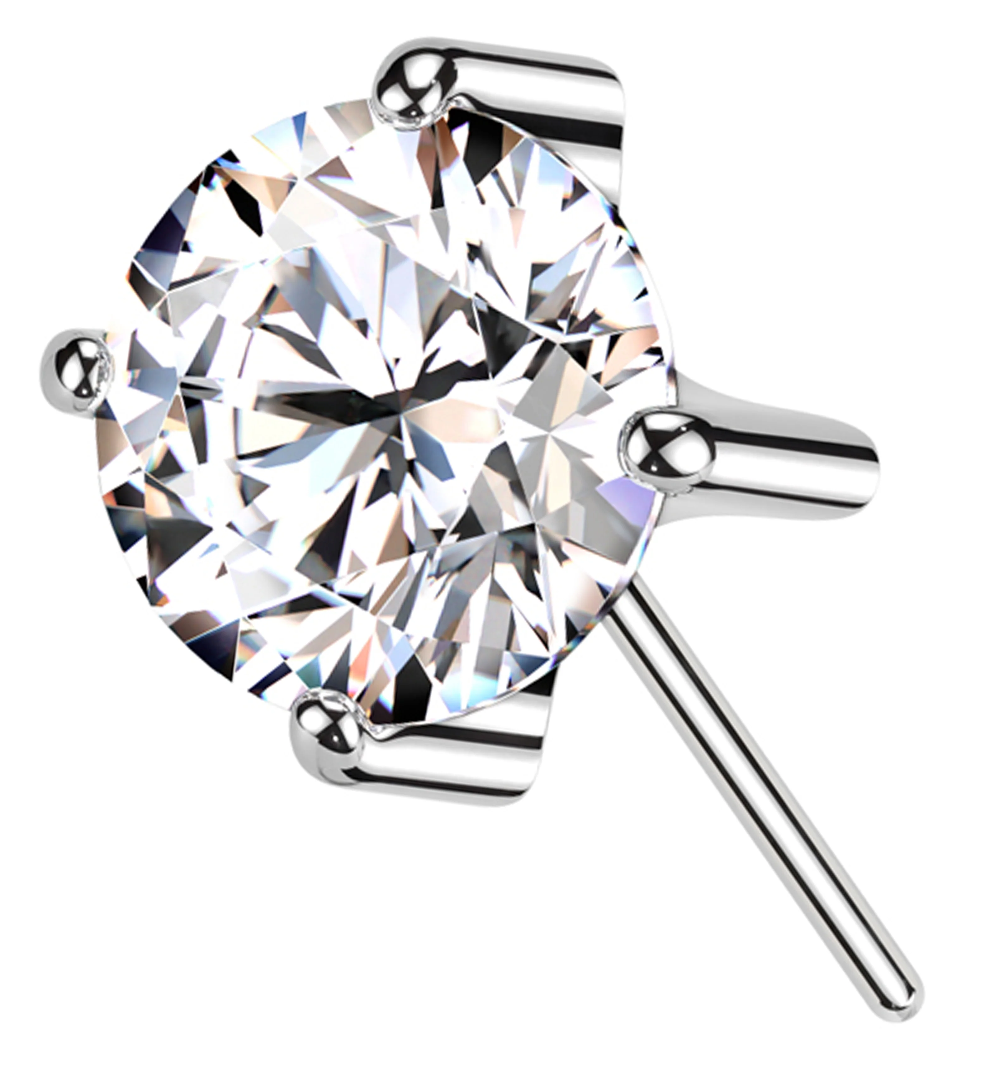 Forward Facing Prong Clear CZ Titanium Threadless Top - Mrs Treak