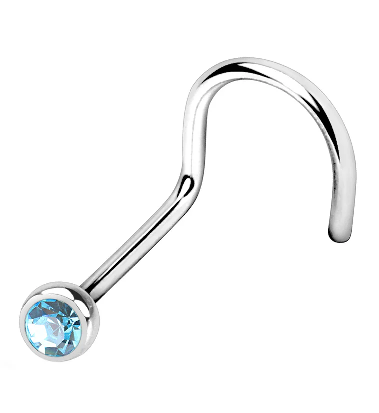 Aqua Gem Nose Screw Ring - Mrs Treak
