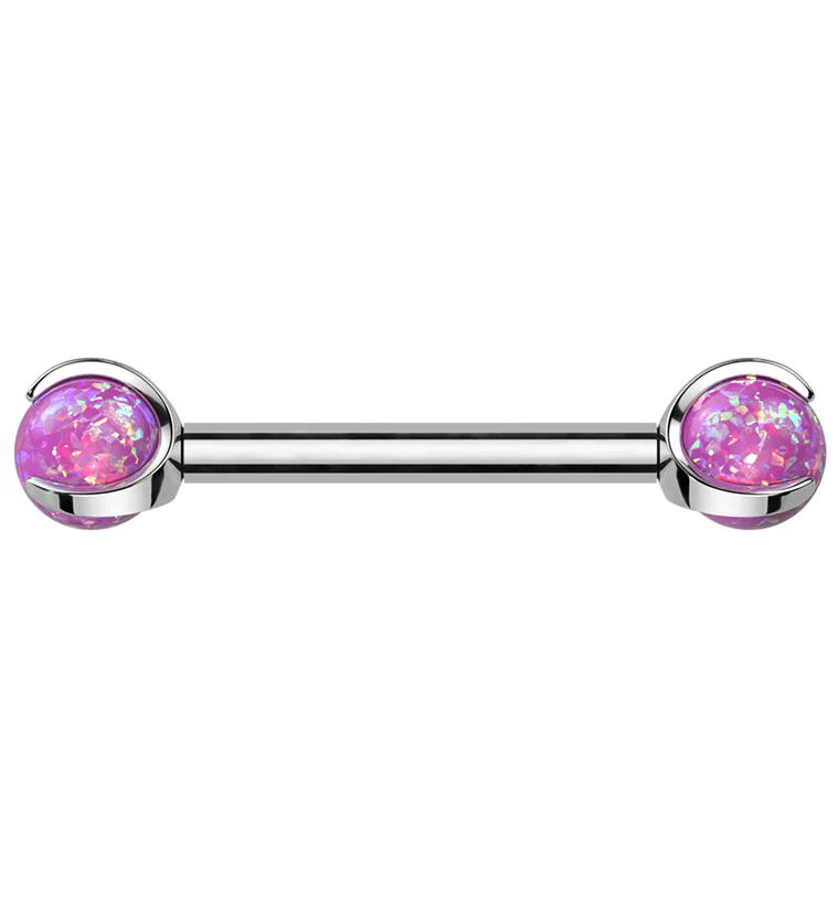 Pink Opalite Claw Titanium Barbell - Mrs Treak