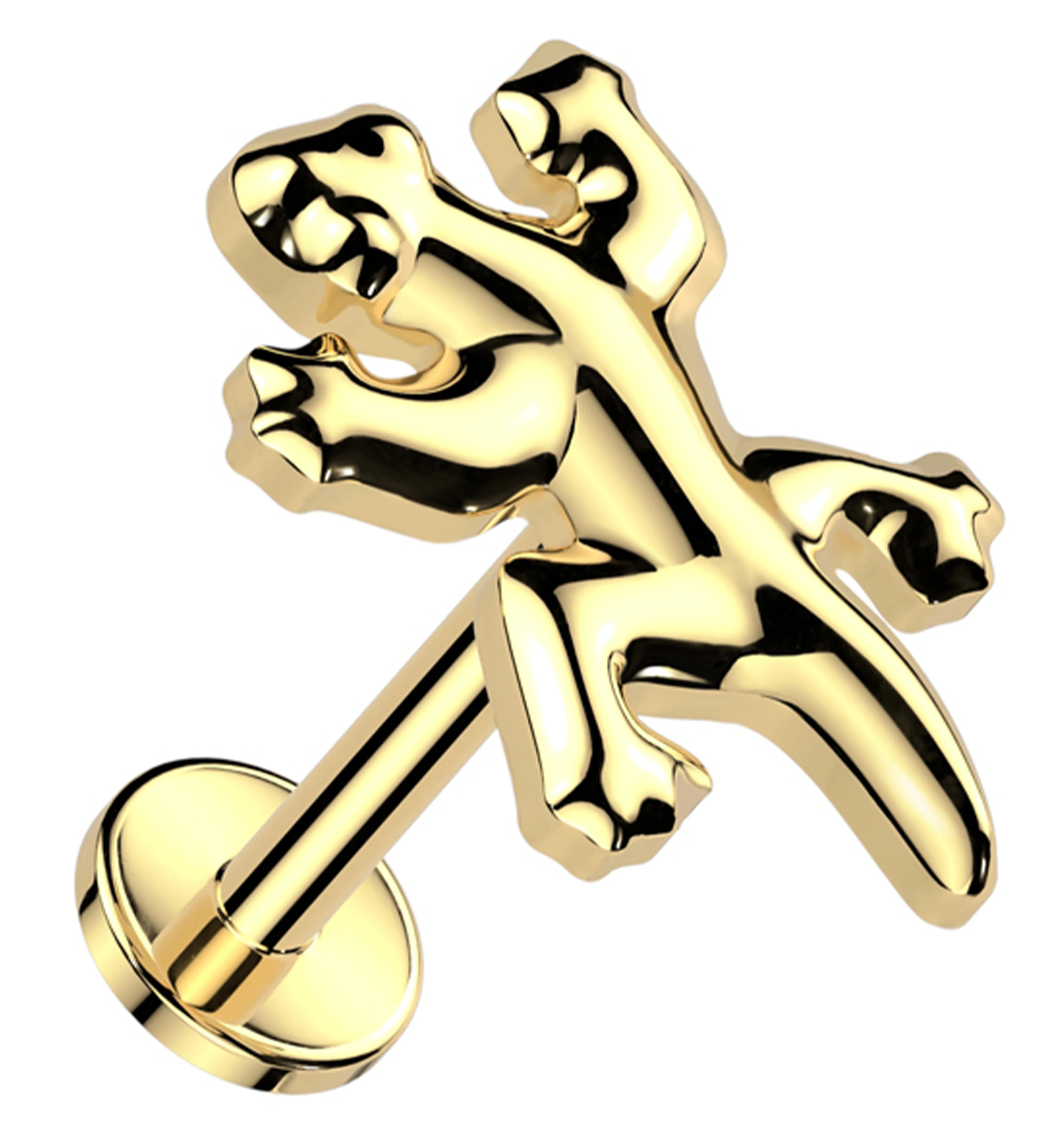 Gold PVD Gecko Internally Threaded Titanium Labret - Mrs Treak