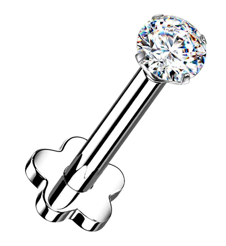 Clear CZ Titanium Threadless Labret - Mrs Treak