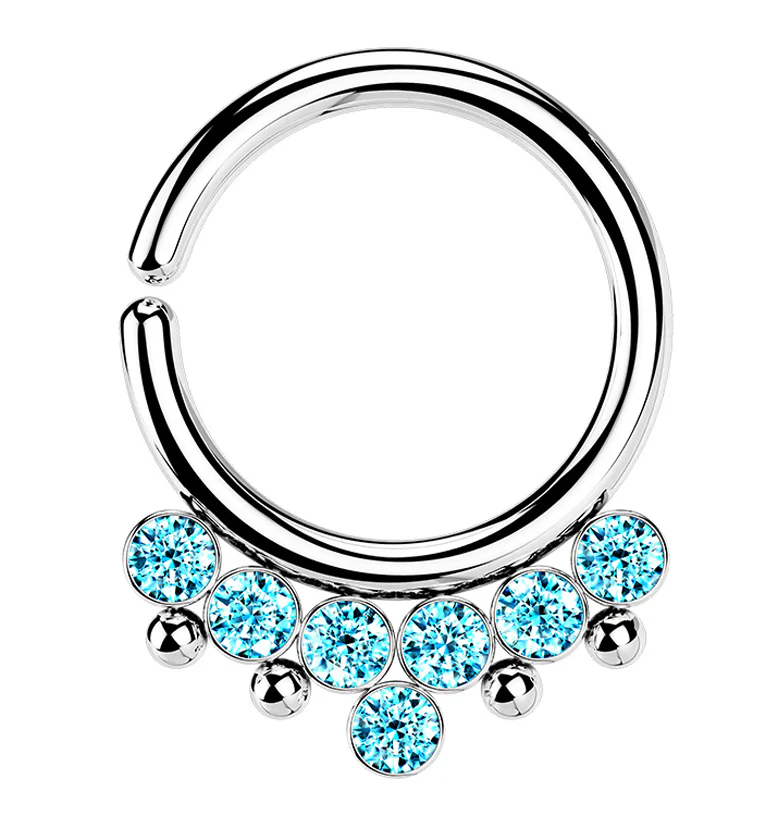 Aqua CZ Rally Annealed Seamless Hoop Ring - Mrs Treak