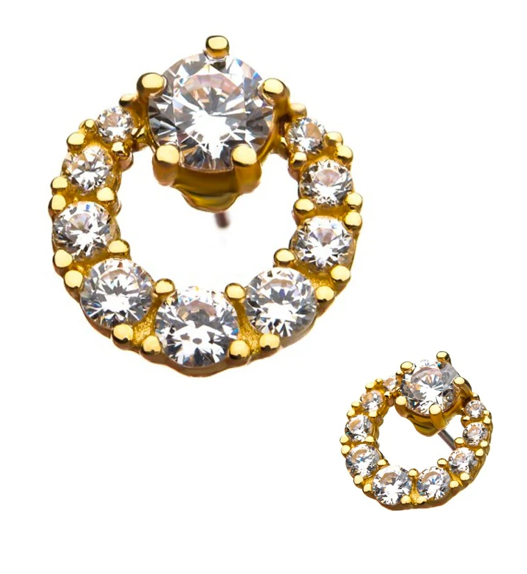 14kt Gold Halation Gem Threadless Top - Mrs Treak