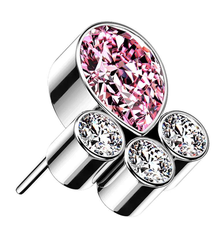 Dab Pink CZ Titanium Threadless Top - Mrs Treak