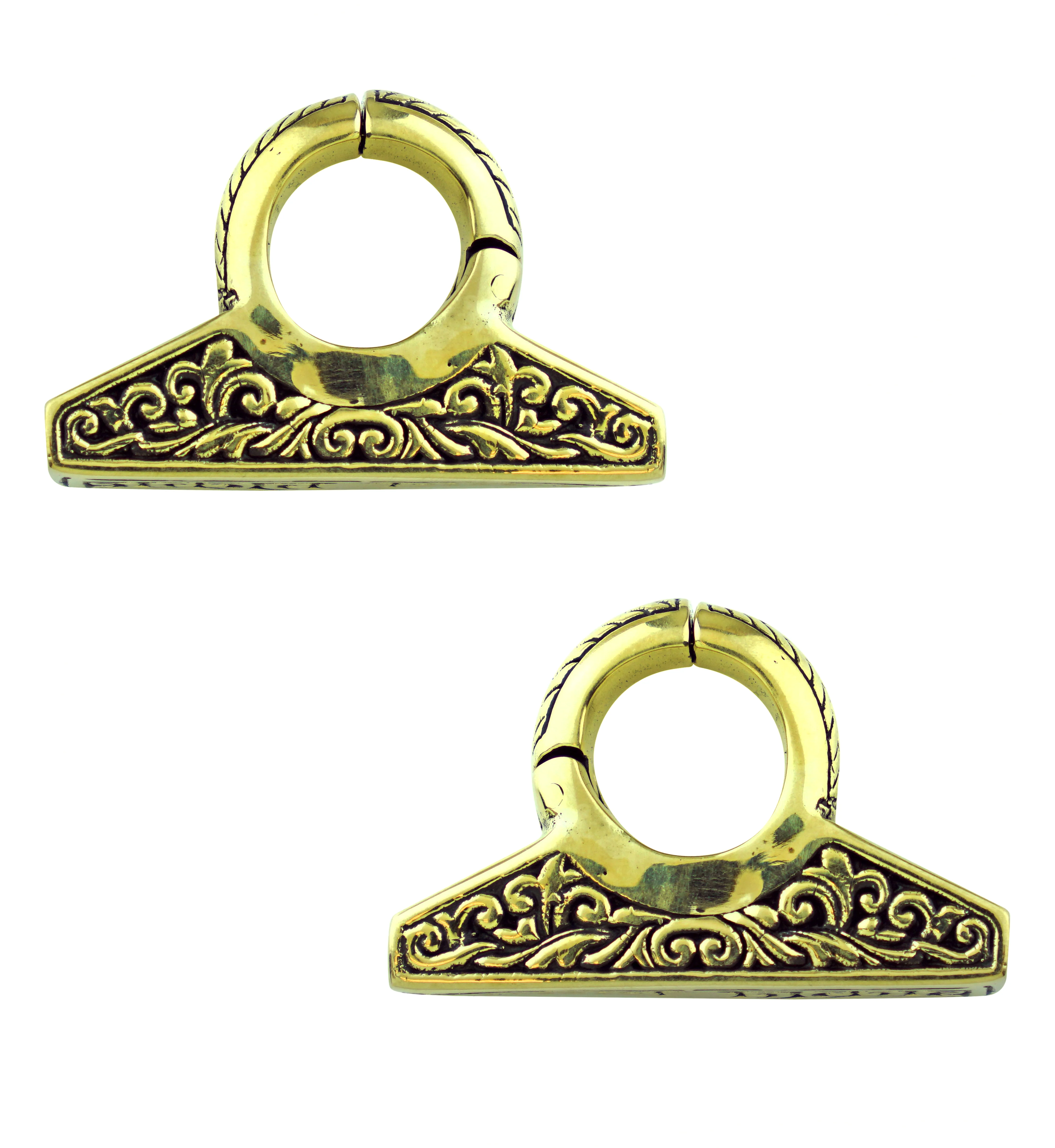 Flat Totem Brass Hinged Ear Weights - Mrs Treak