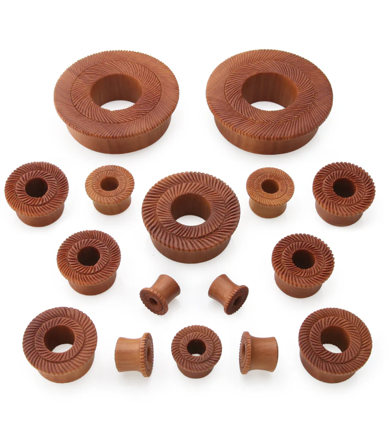 Interlace Saba Wood Mayan Flare Tunnel Plugs - Mrs Treak