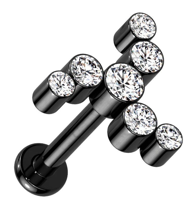 Black PVD Whirl CZ Titanium Internally Threaded Labret - Mrs Treak