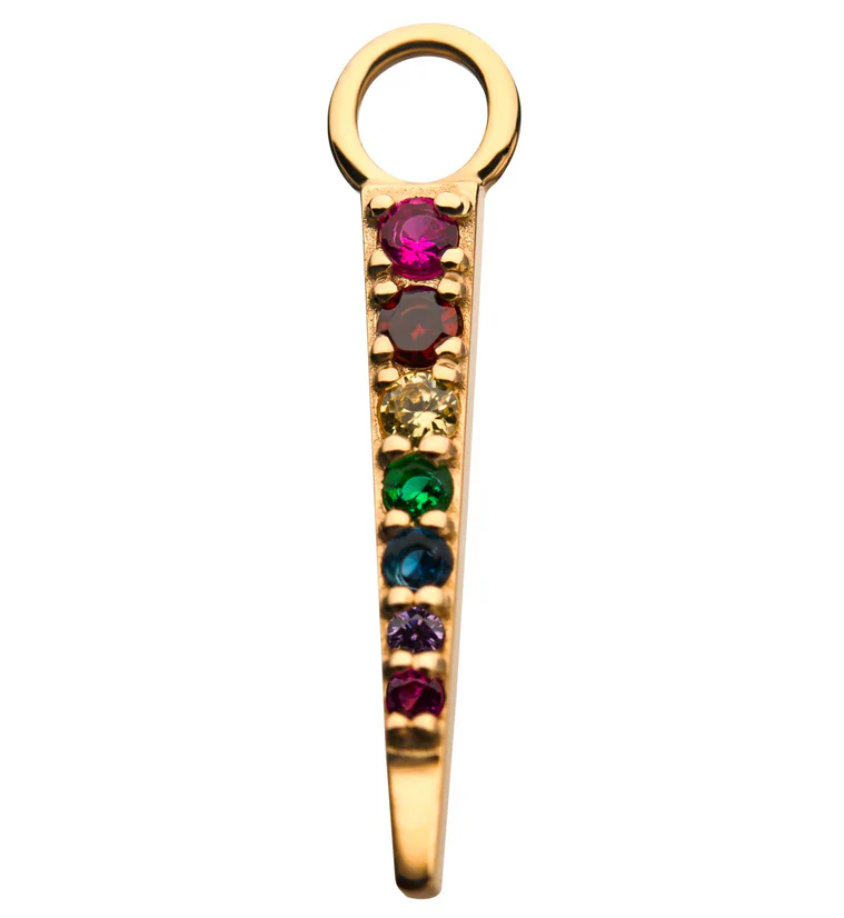 14kt Gold Blade Rainbow CZ Charm - Mrs Treak