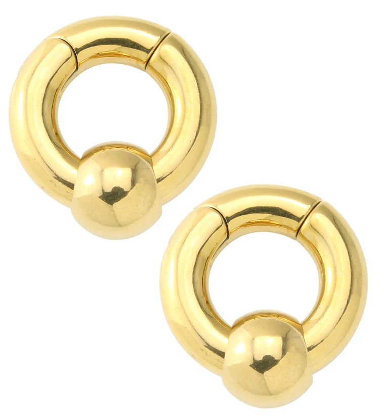 Gold PVD Hinged Slide Bead Ear Weights - Mrs Treak