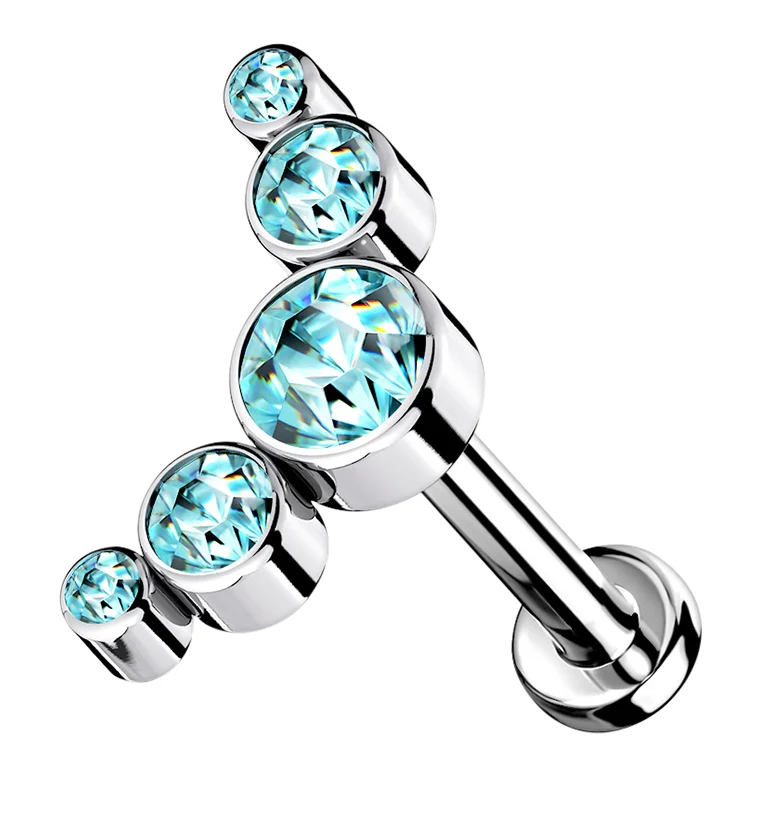 16G Aqua CZ Truce Top Titanium Labret - Mrs Treak