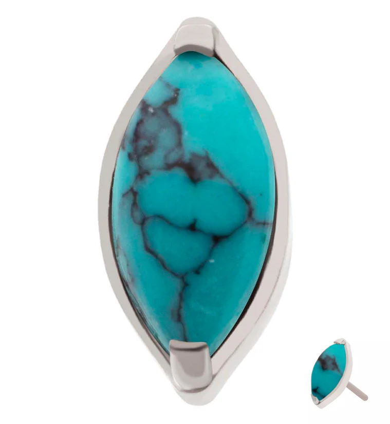 Oval Howlite Turquoise Stone Titanium Threadless Top - Mrs Treak