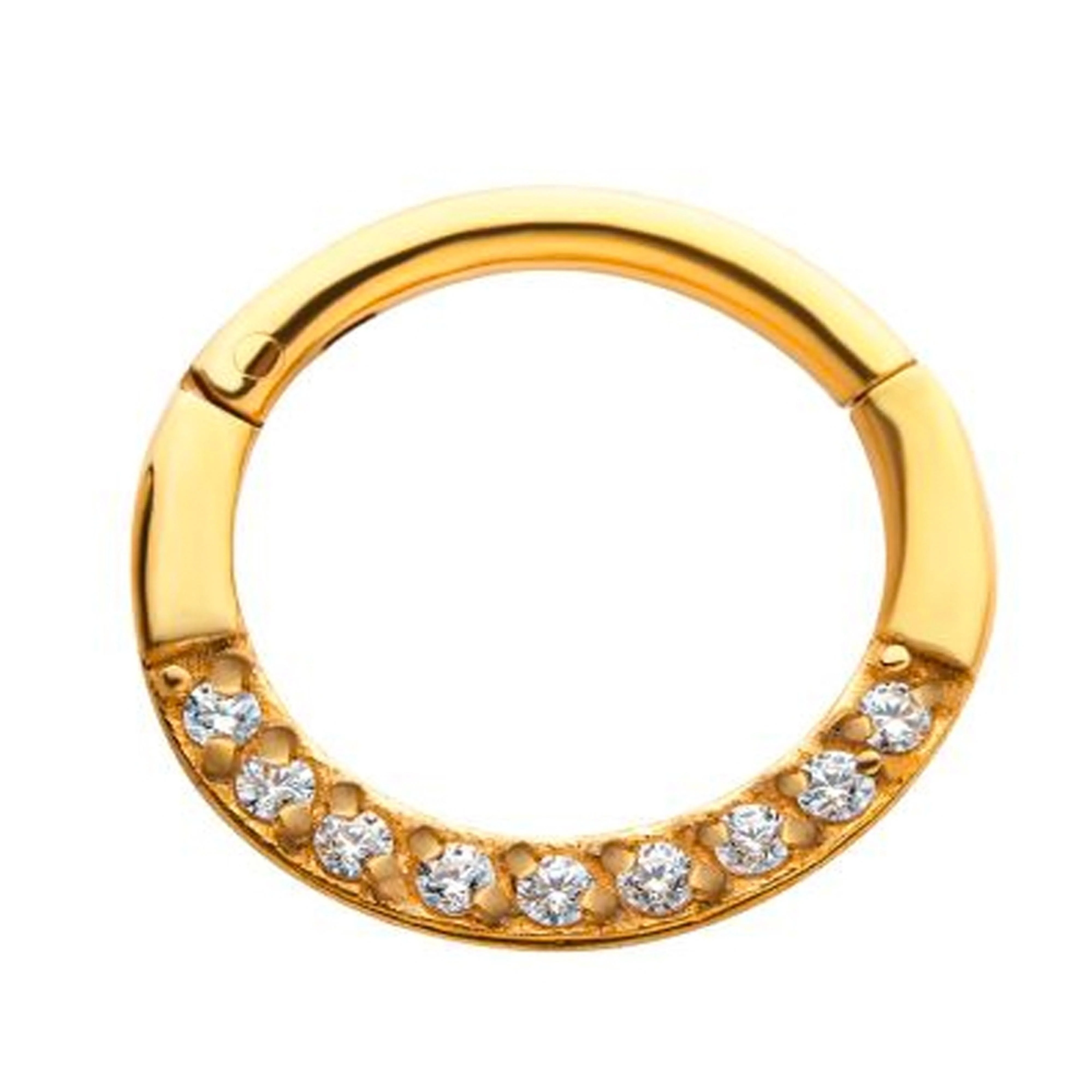 Gold PVD Tenfold CZ Hinged Segment Ring - Mrs Treak