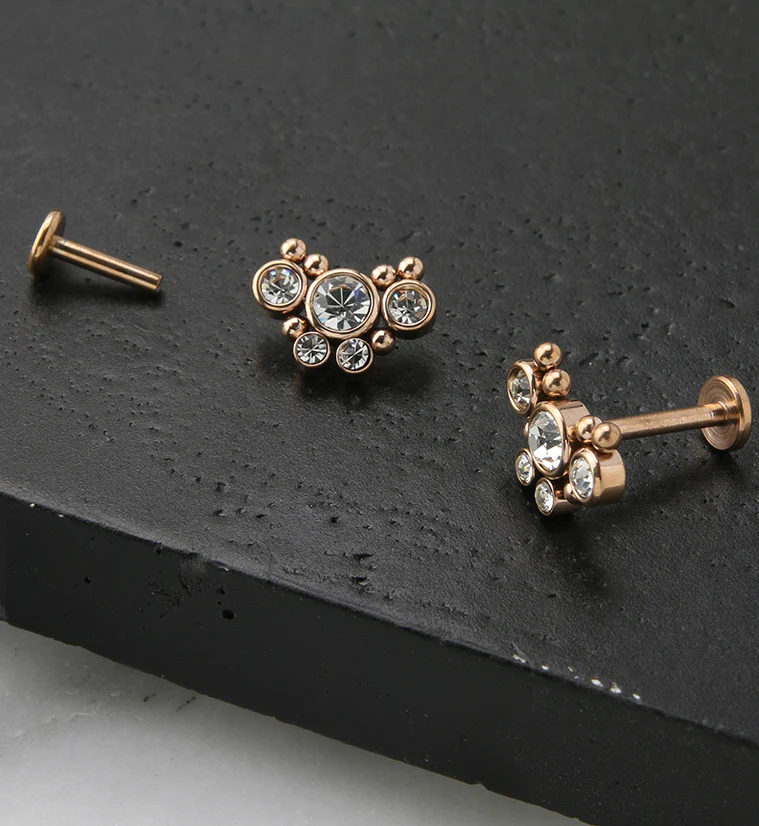 Rose Gold PVD Passel Gem Labret Post - Mrs Treak