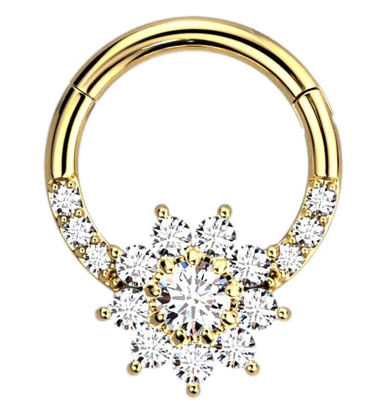 Gold PVD Floret CZ Hinged Segment Ring - Mrs Treak